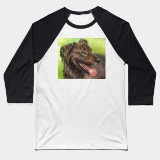 Painting of a Brown Brindle Long Hair Dutch Shepherd with its Tongue Out Baseball T-Shirt